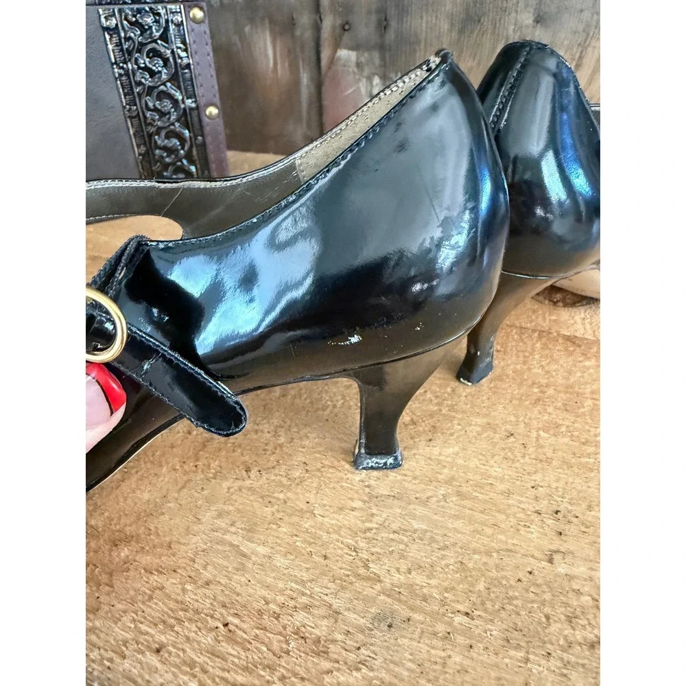 Vintage Dolcis London Maggie Black Patent Mary Jane Heels Pumps Leather 6.5M